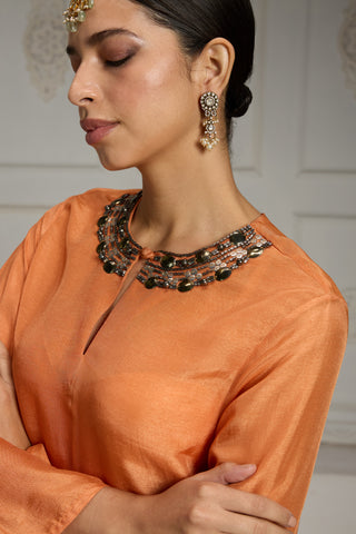 Orange solid tunic set