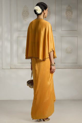 Yellow drapped dhoti set
