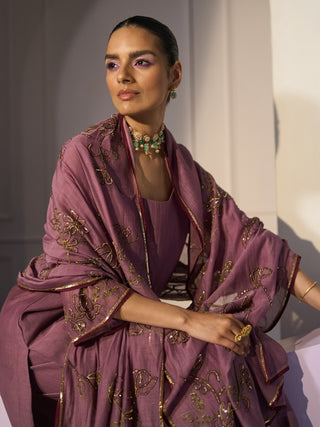 Purple basant kurta set