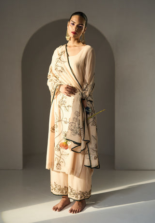 Cream basant kurta set