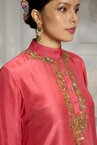Pink embroidered tunic