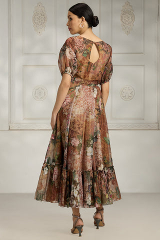 Orange printed dress