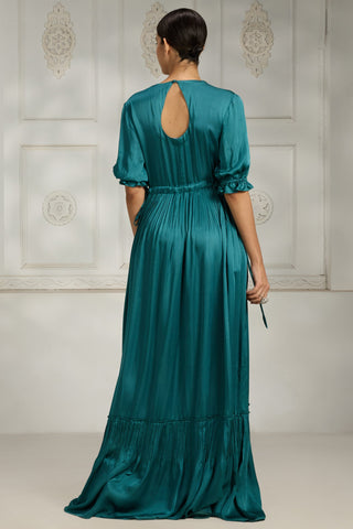 Blue v-neck gown