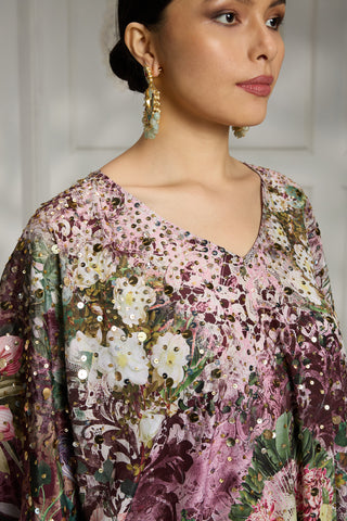 Maroon printed tuic set