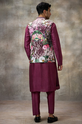 Maroon signature koti with kurta set