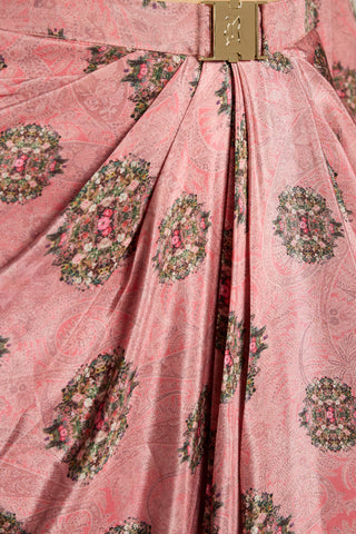 Pink embroidered printed cape set