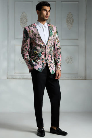 Pink printed blazer
