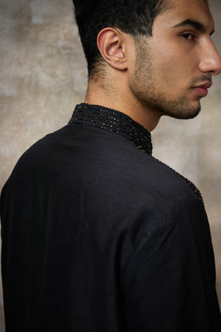 Black embellished kurta set