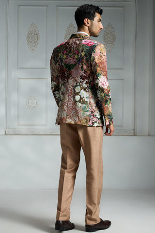 Orange printed blazer