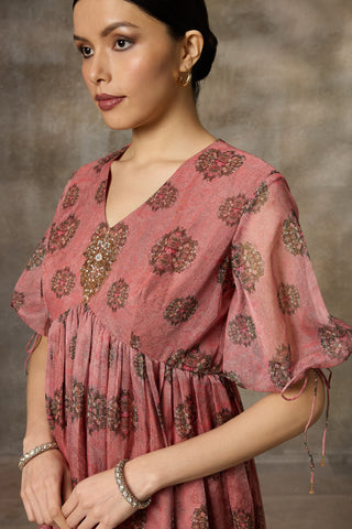 Pink floral printed gown