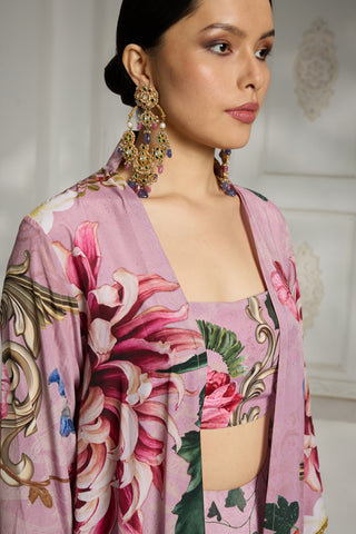 Pink printed cape set