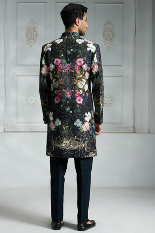 Black printed sherwani set