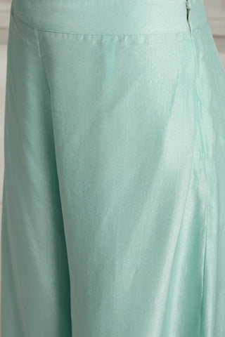 Blue one shoulder cape set