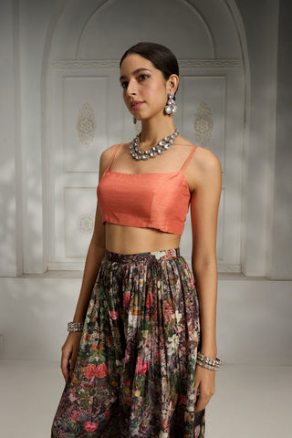 Orange short jacket styled cape set
