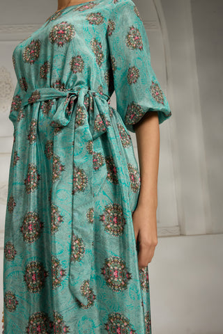 Blue floral printed dress