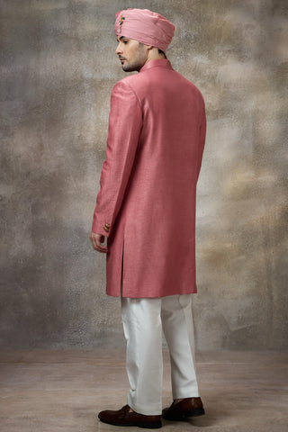 Pink embroidered sherwani set