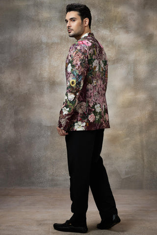 Maroon printed blazer