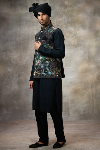Black signature koti with kurta set