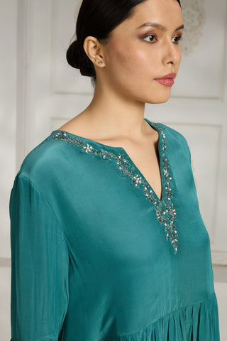 Blue embroidered dress