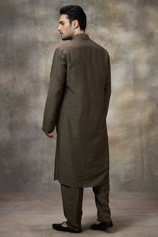 Green solid kurta set
