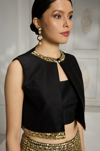 Black short jacket set