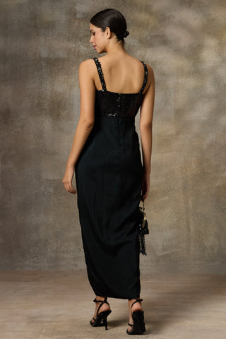 Black drapped gown