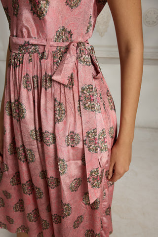 Pink cowl neck printed dress