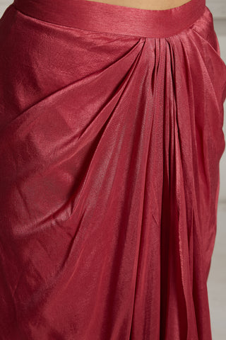 Pink drapped dhoti set