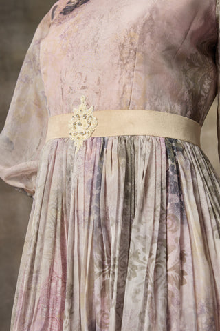 Ivory botanical printed gown