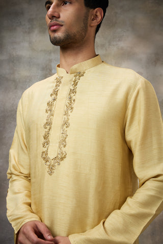 Yellow embroidered kurta set