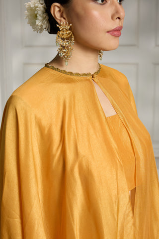 Yellow drapped dhoti set