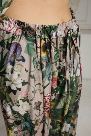 Beige botanical printed tunic set