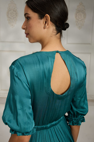 Blue v-neck gown