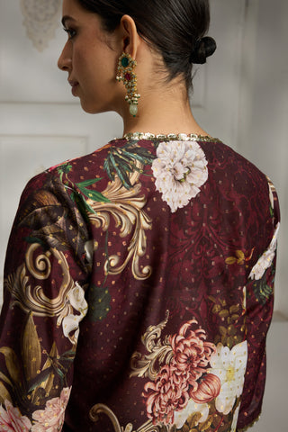 Maroon floral printed tunic