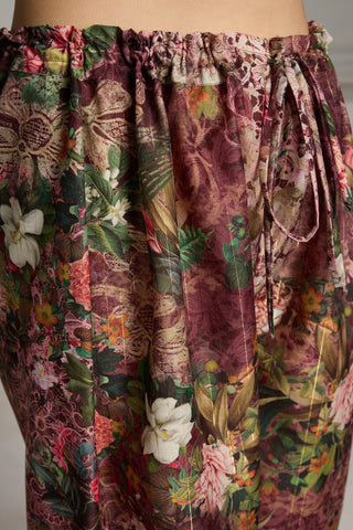 Maroon floral printed tunic set