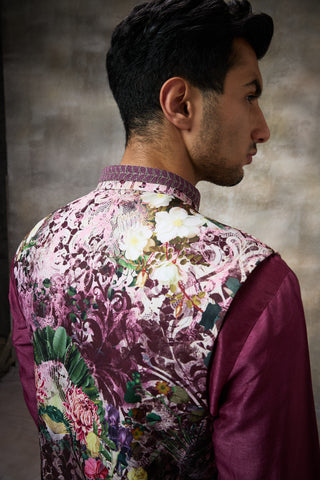 Maroon signature koti with kurta set