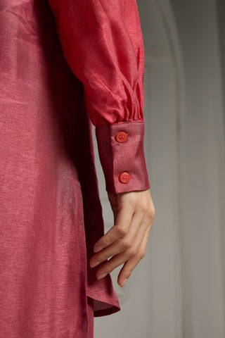 Pink color blocked tunic set