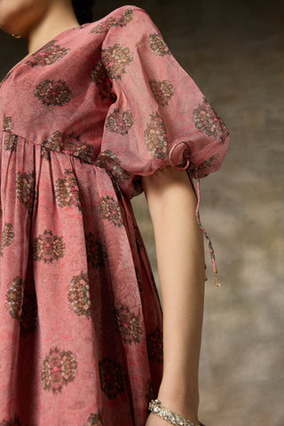 Pink floral printed gown