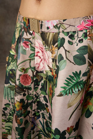 Beige botanical print skirt and top
