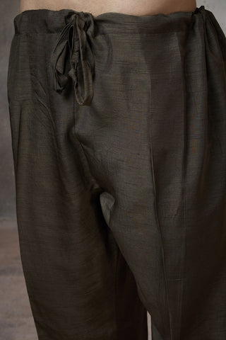 Green solid kurta set