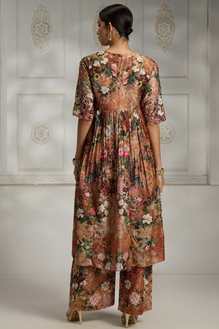 Orange floral printed tunic set