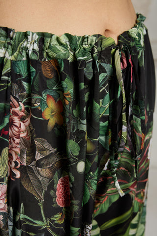Black botanical printed tunic set