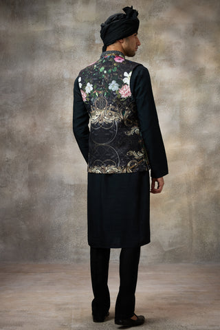 Black signature koti with kurta set