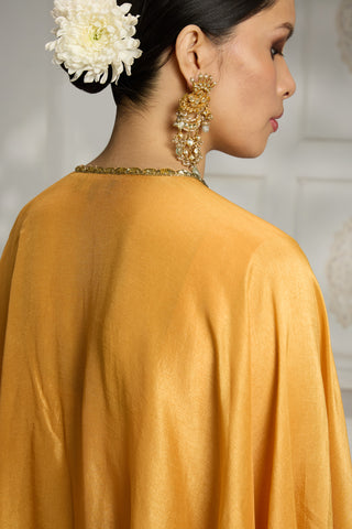 Yellow drapped dhoti set