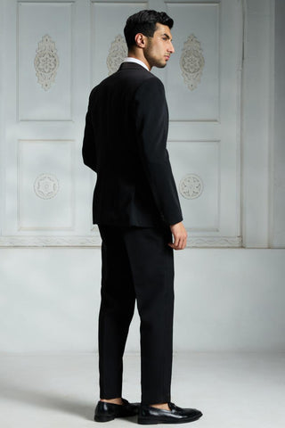 Black satin solid blazer