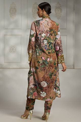 Orange printed tunic set