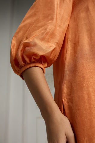 Orange yoke embellished tunic
