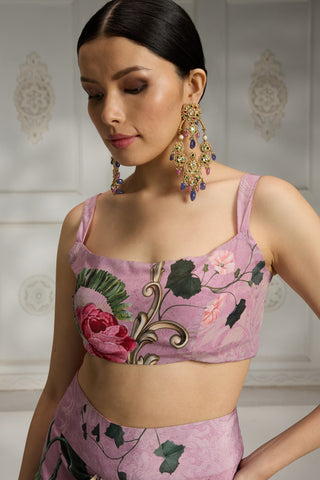 Pink printed cape set