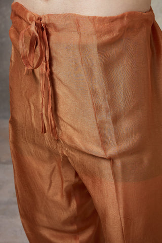Orange printed koti with kurta set