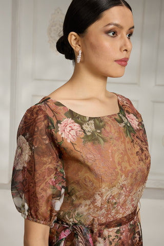 Orange printed dress